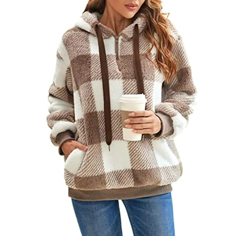 Cozy Women's Plush Hoodie with Drawstring