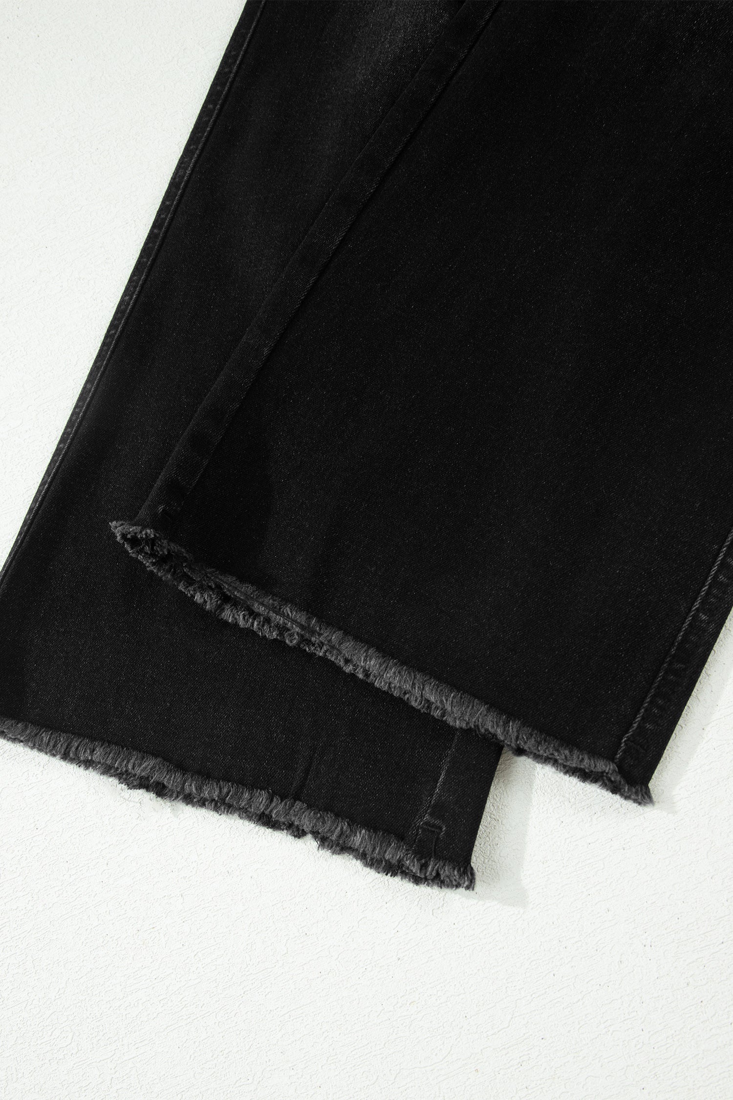 Black Frayed Cropped Barrel Jeans