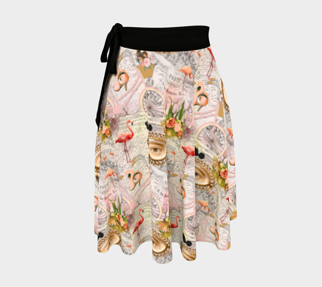 Pink Fashion Collage Short Wrap Skirt