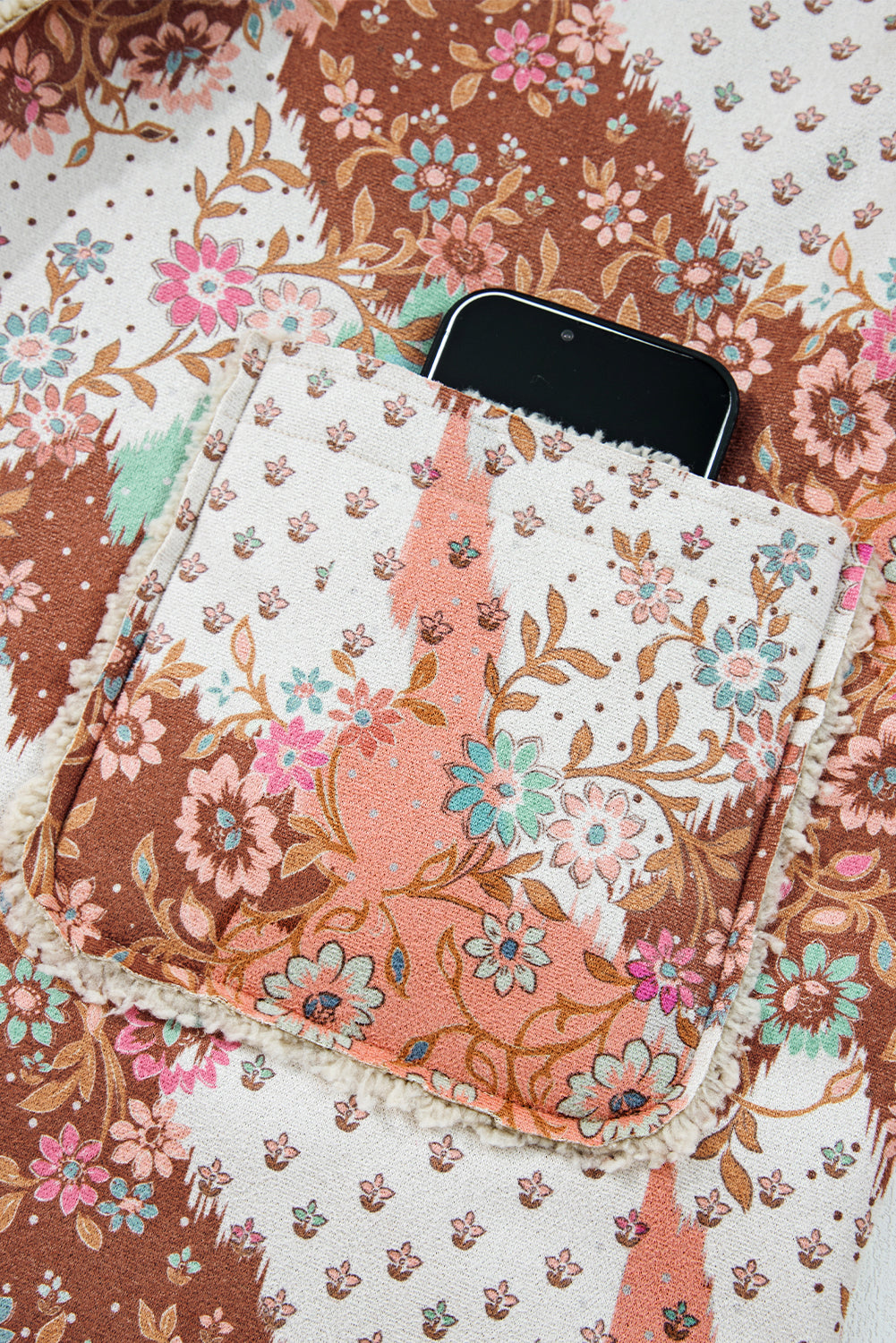 Women's Floral Sherpa Lined Hooded Jacket