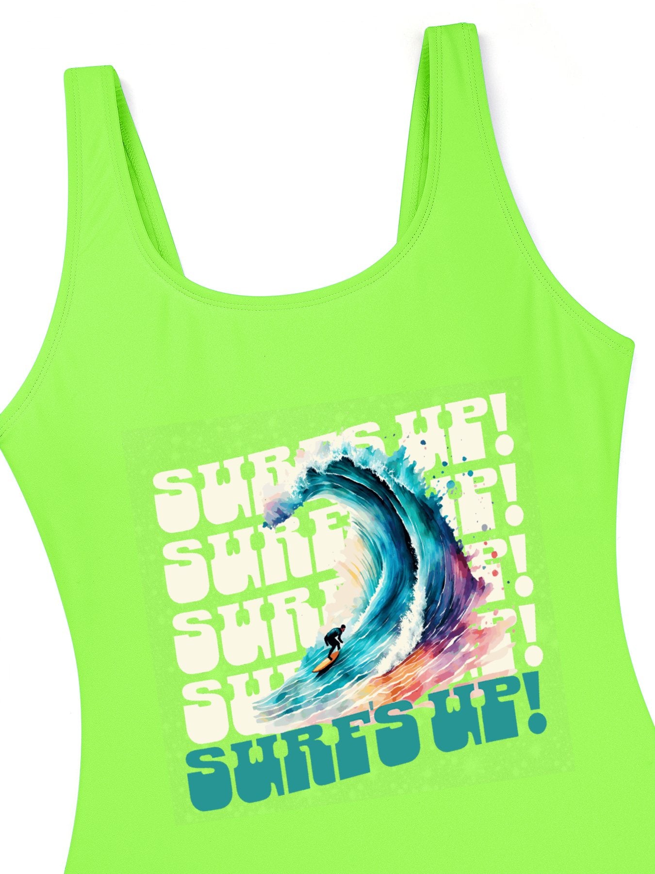 Surf's Up Girls' Summer One-Piece Swimsuit (Front Printing)