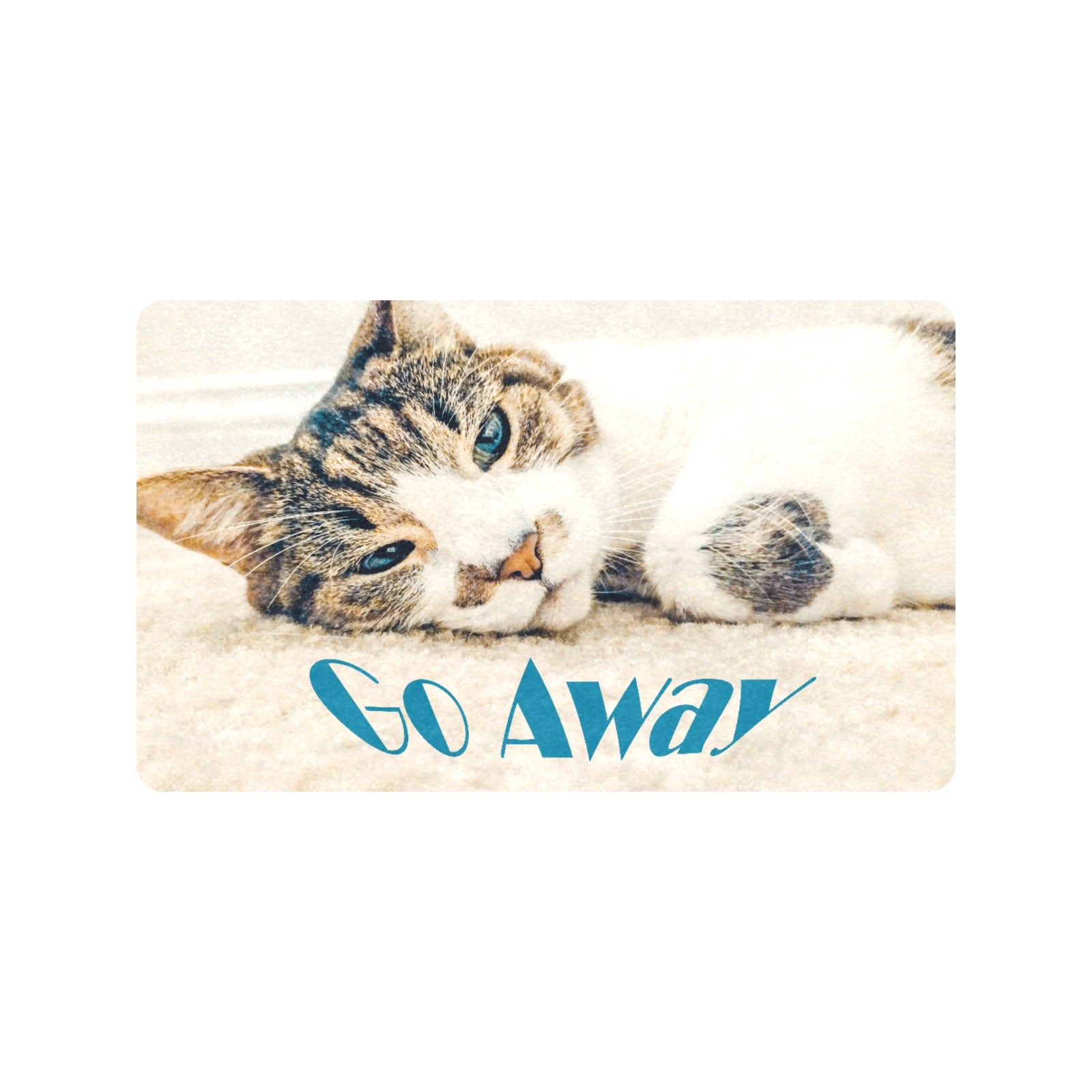 Sleepy Cat Says Go Away Rubber Doormat