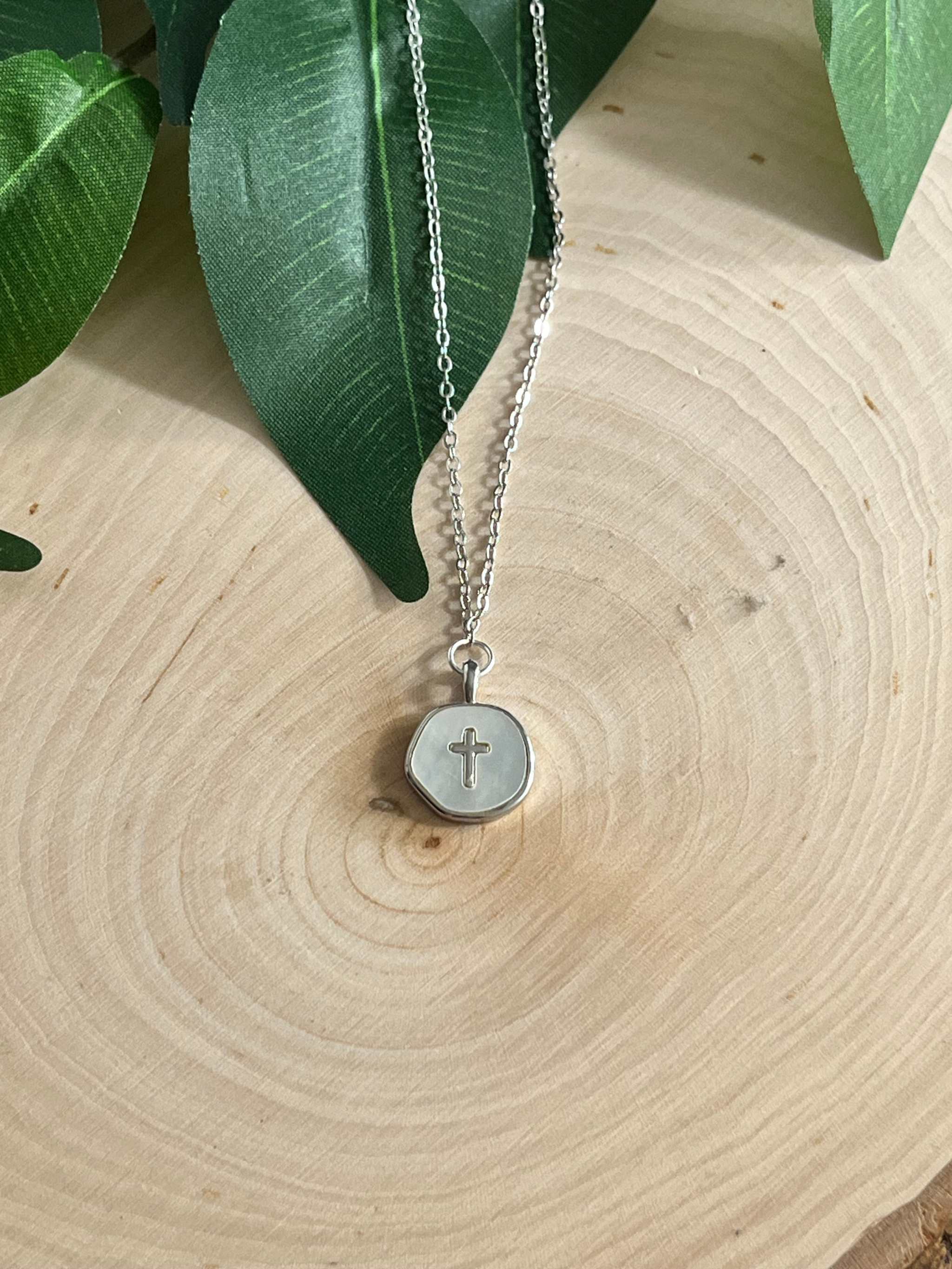 Silver Necklace Pearl Cross Pendant - Hypoallergenic and Timeless