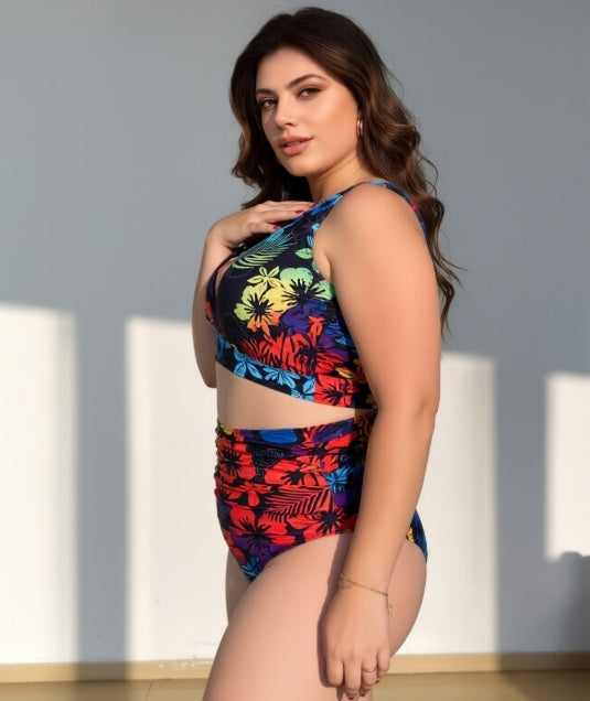 Women's Plus Size Colorful 2-piece Casual Bikini Swimsuit