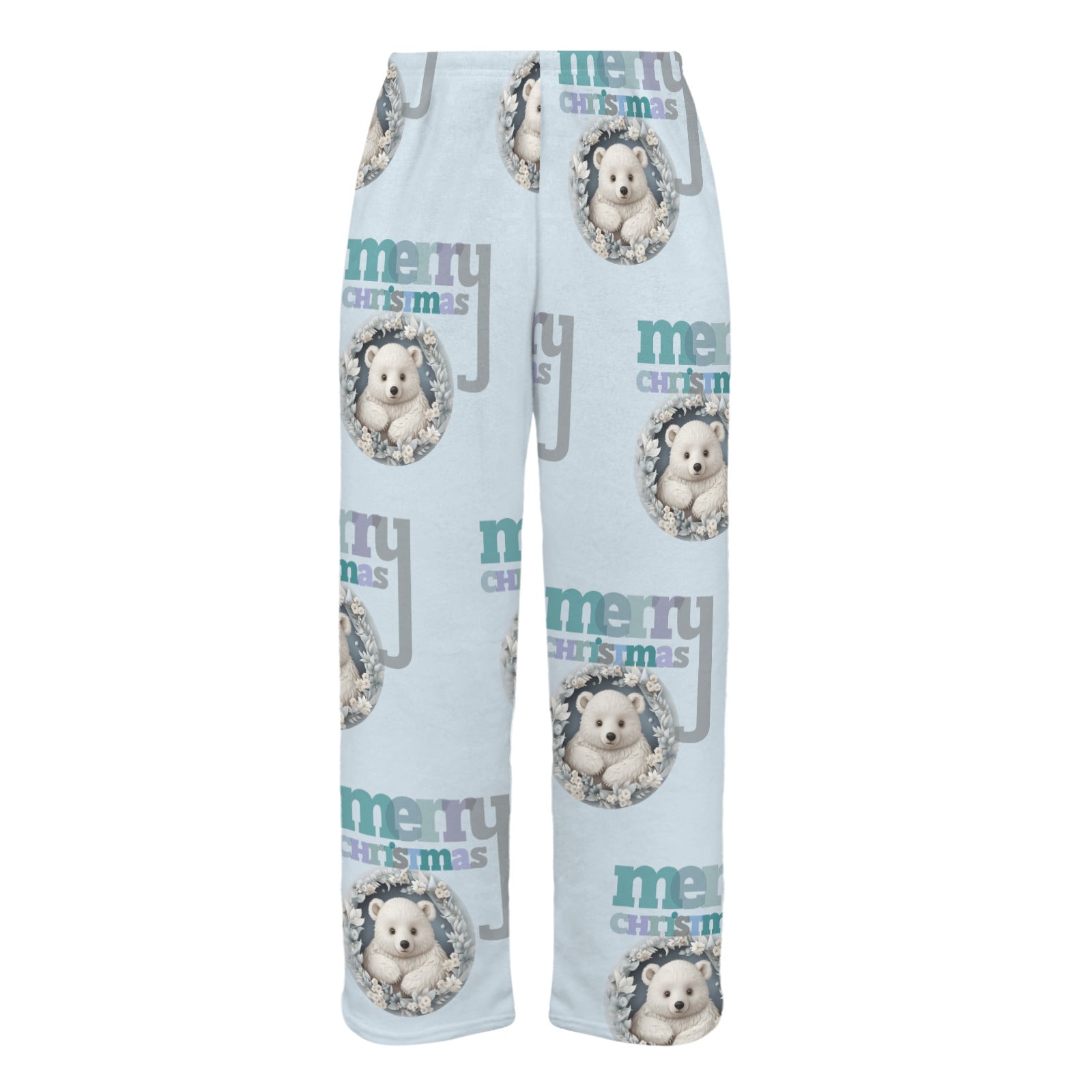 Cute Polar Bear Women's Blue Flannel Pajama Pants (Made in USA)