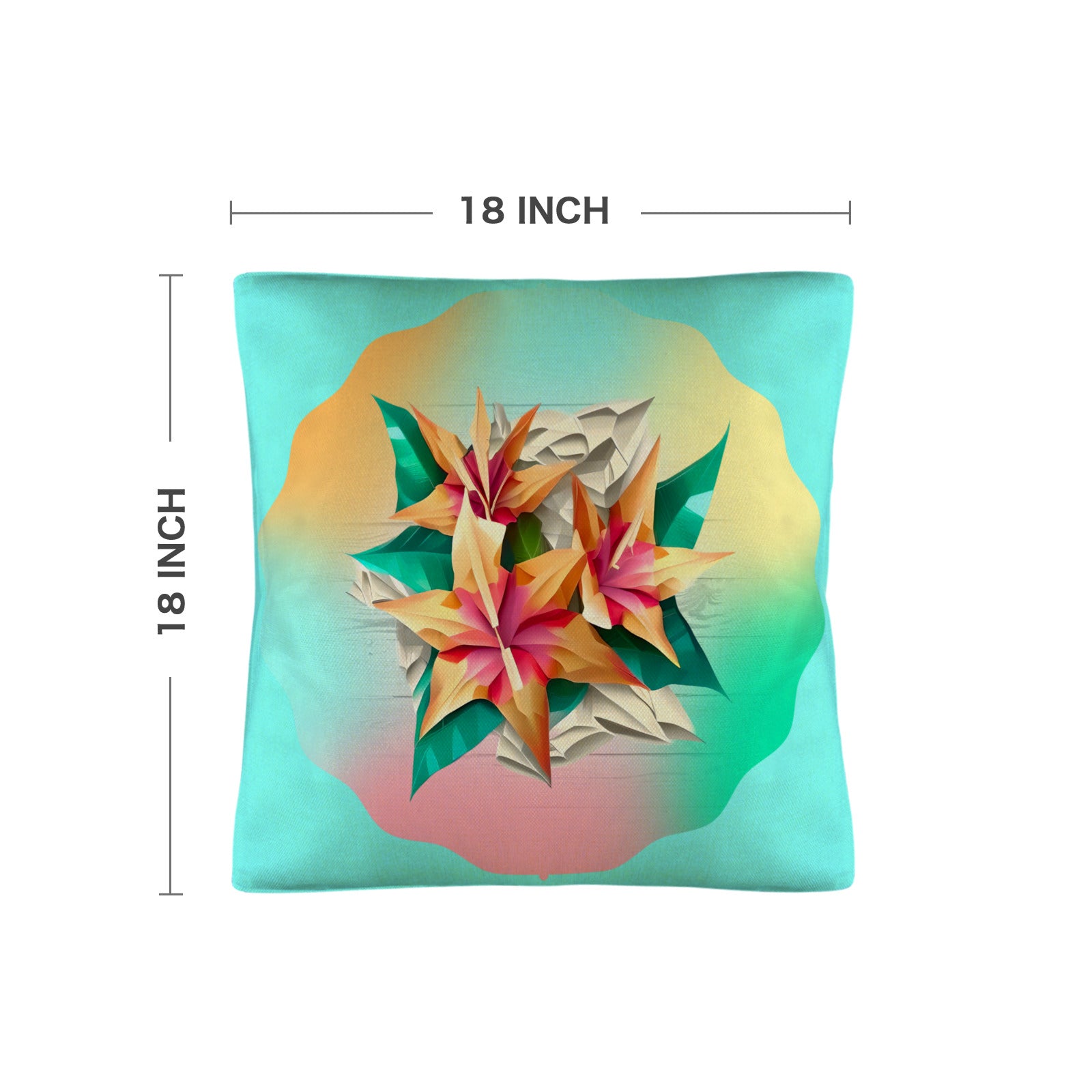Circle Floral Pastel Pattern Custom Pillow Case 18x18inch (One Side with Different Printing)(Pack of 4) | Ships from USA