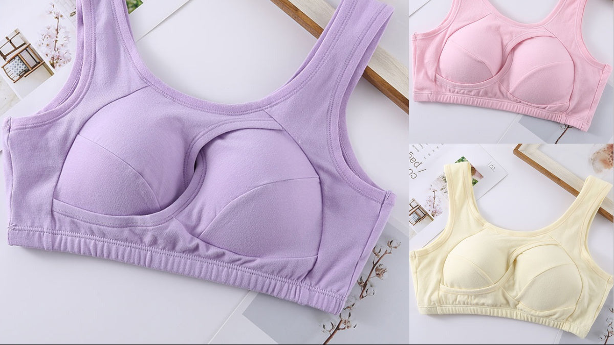 Women's Plus Size Cotton Crossover Wireless Sports Bra Underwear With Removable Padding