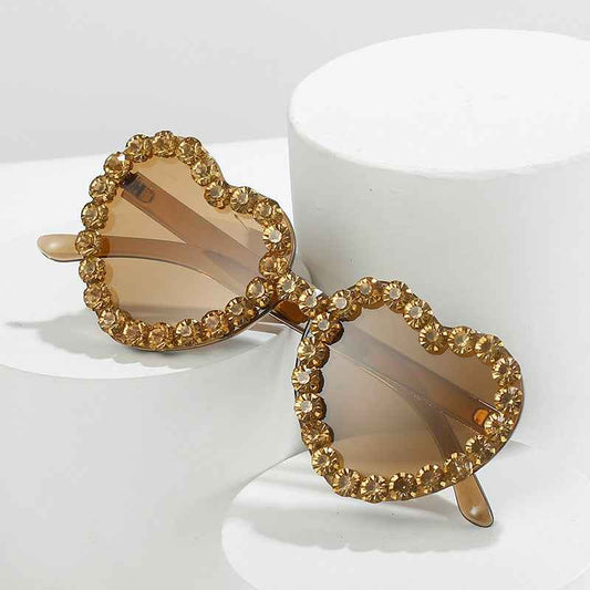 Peach Heart Rhinestone Sunglasses – Y2K INS Style