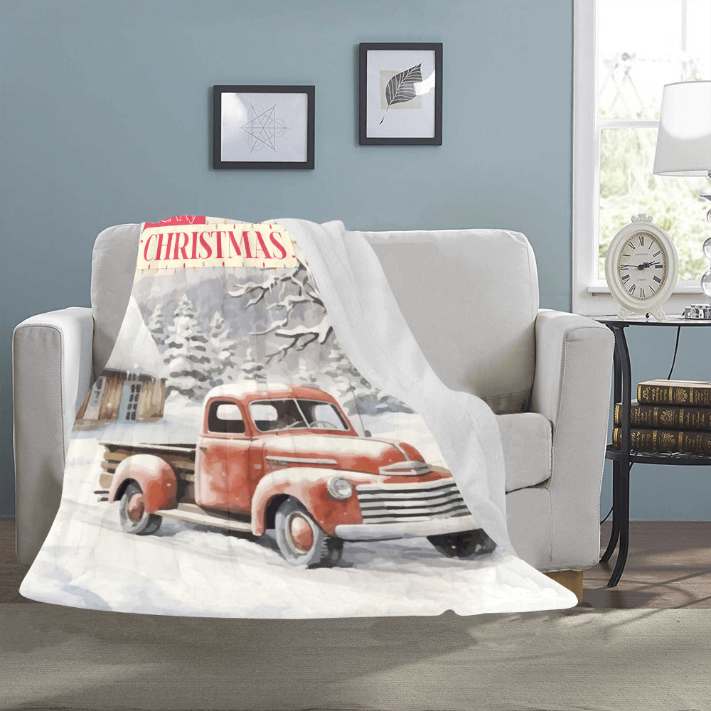 Vintage Truck Christmas Ultra-Soft Micro Fleece Blanket (Made in USA)