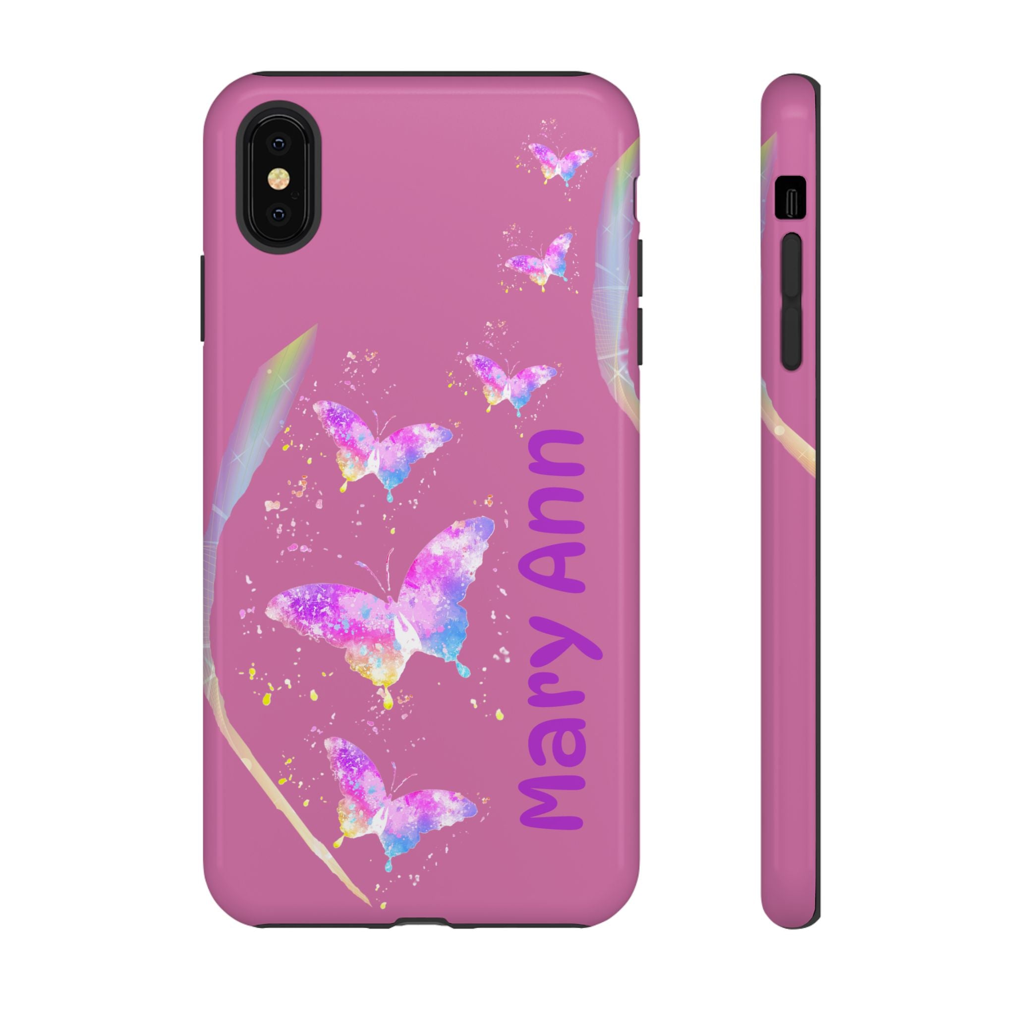 Personalized Butterfly Phone Case, Floral Phone Cover, Customizable Phone Case, Gift for Her, Pastel Decor