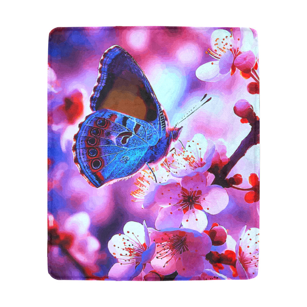 Butterfly and Pink Flowers Ultra-Soft Micro Fleece Blanket 50