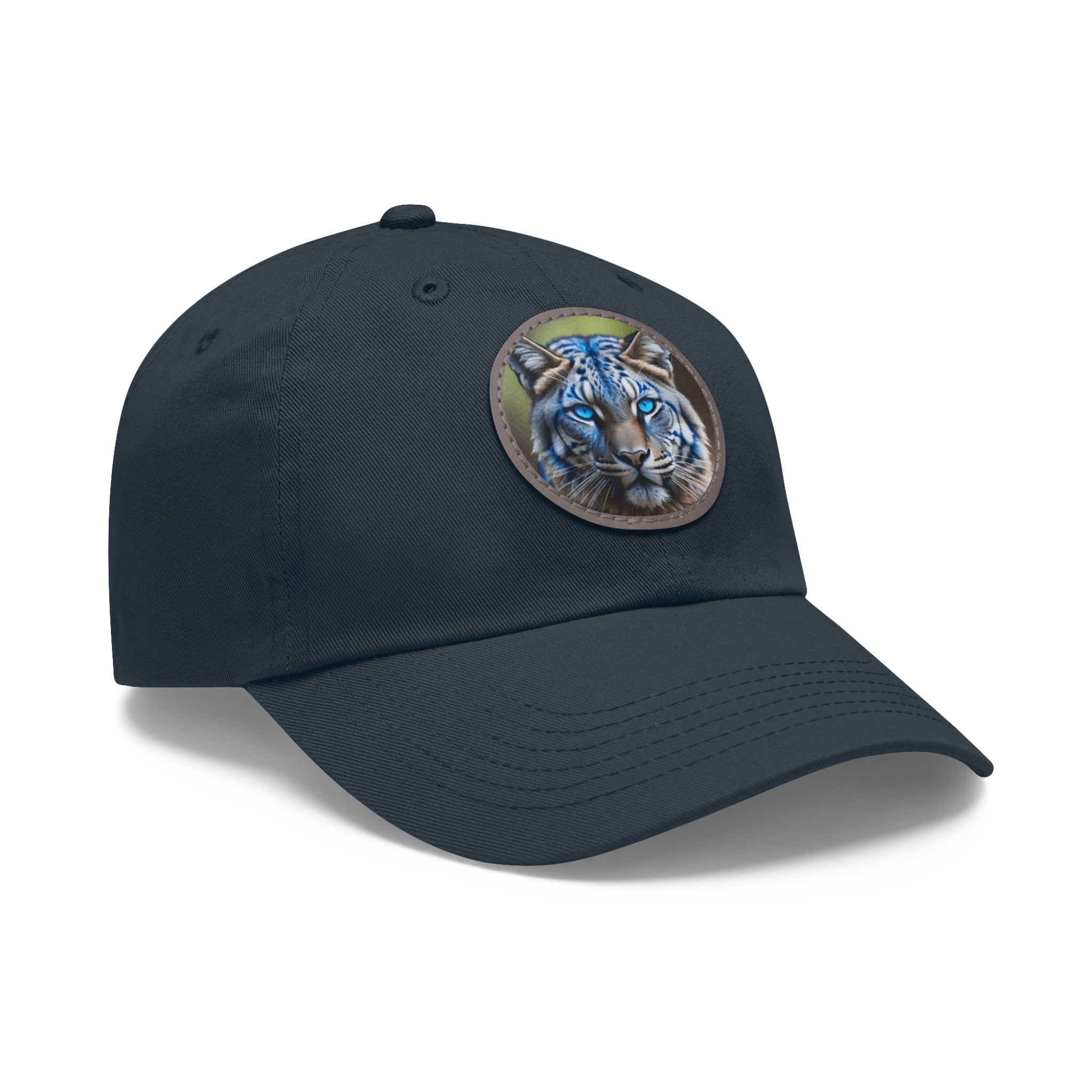 Blue Wildcat Dad Hat with Leather Patch (Round)