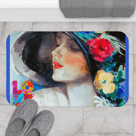 Vintage Floral Love Bath Mat - Elegant Bathroom Decor