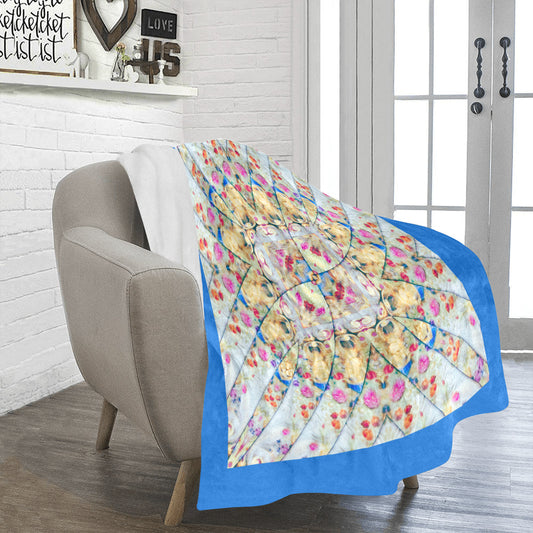 Blue Faux Quilted Design Ultra-Soft Micro Fleece Blanket (Made In USA)