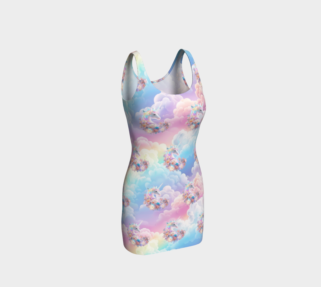 Magical Unicorn in the Clouds Bodycon Short Dress