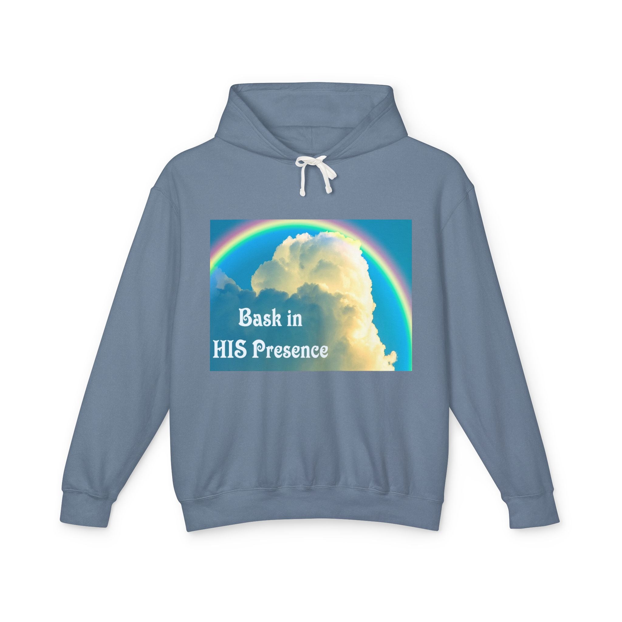 Bask in HIS Presence Clouds and Rainbow Unisex Pullover Hoodie up to 3XL