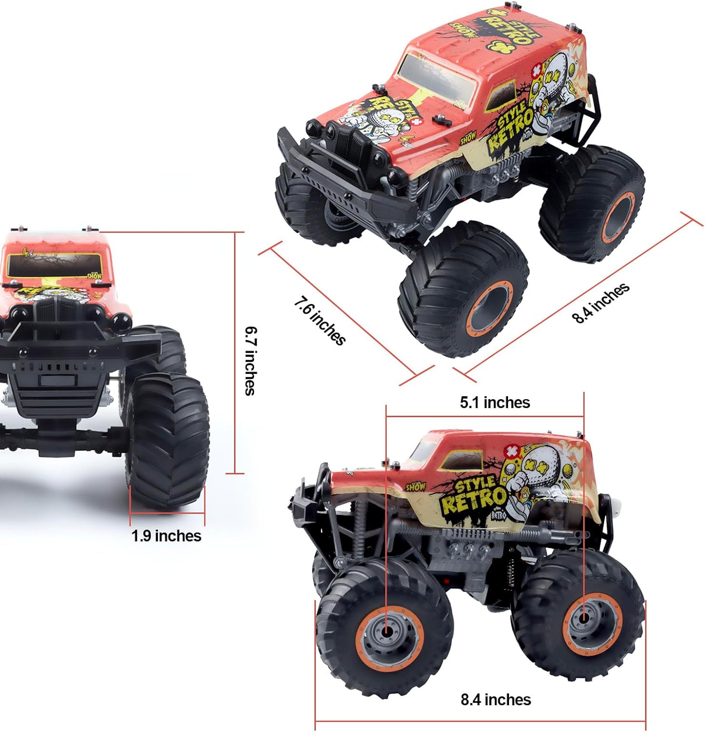 All Terrain Off-Road 2.4Ghz Remote Control Monster Truck with LED Lights (1:14)