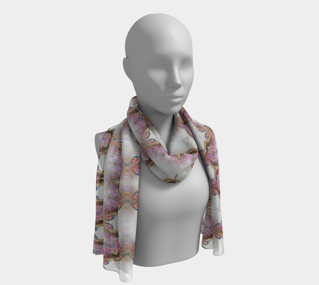 Pink and Gold Pattern Long Scarf