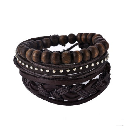 Men's Leather Bracelet Multilayer Beaded Bracelet