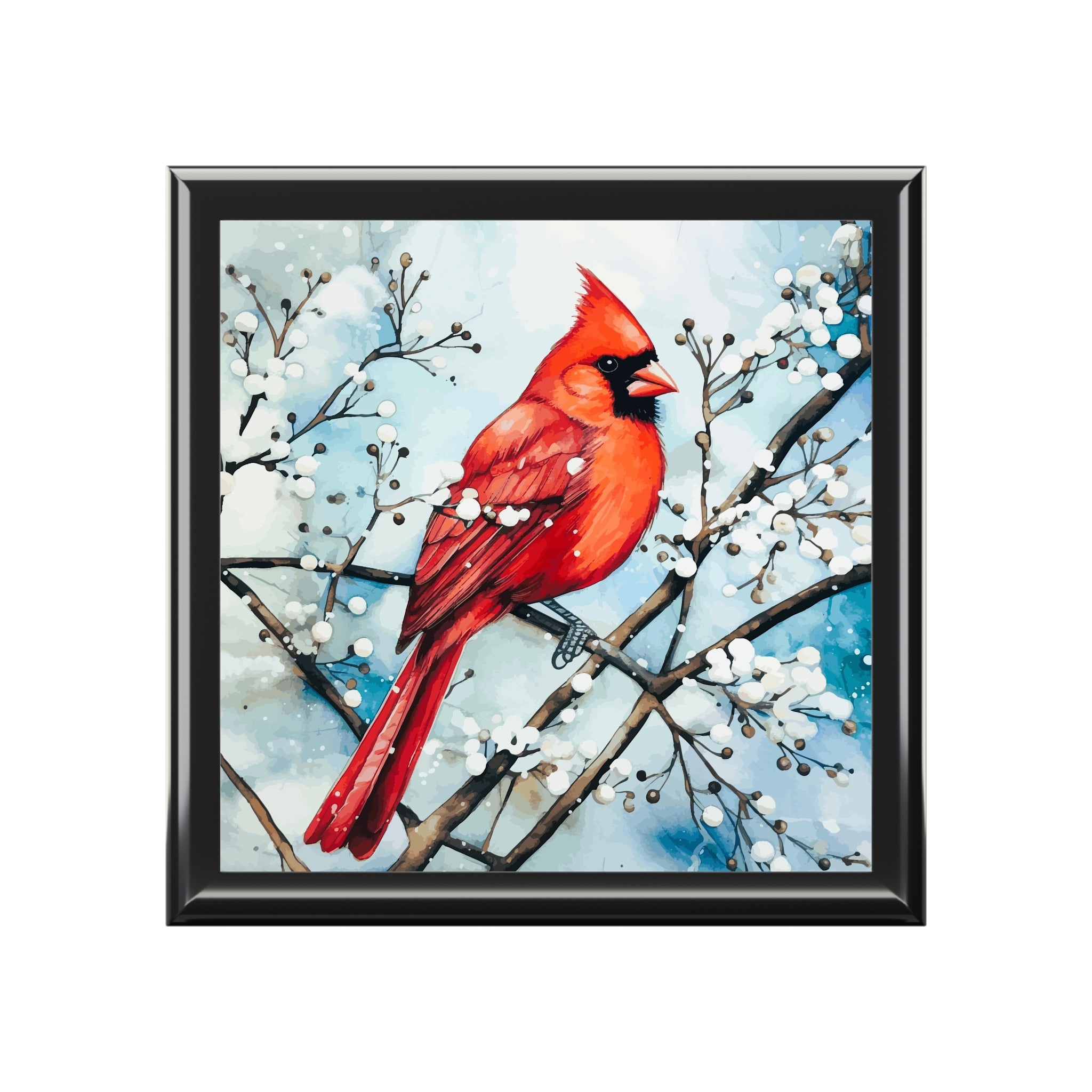 Red Bird in the Snow Jewelry Box