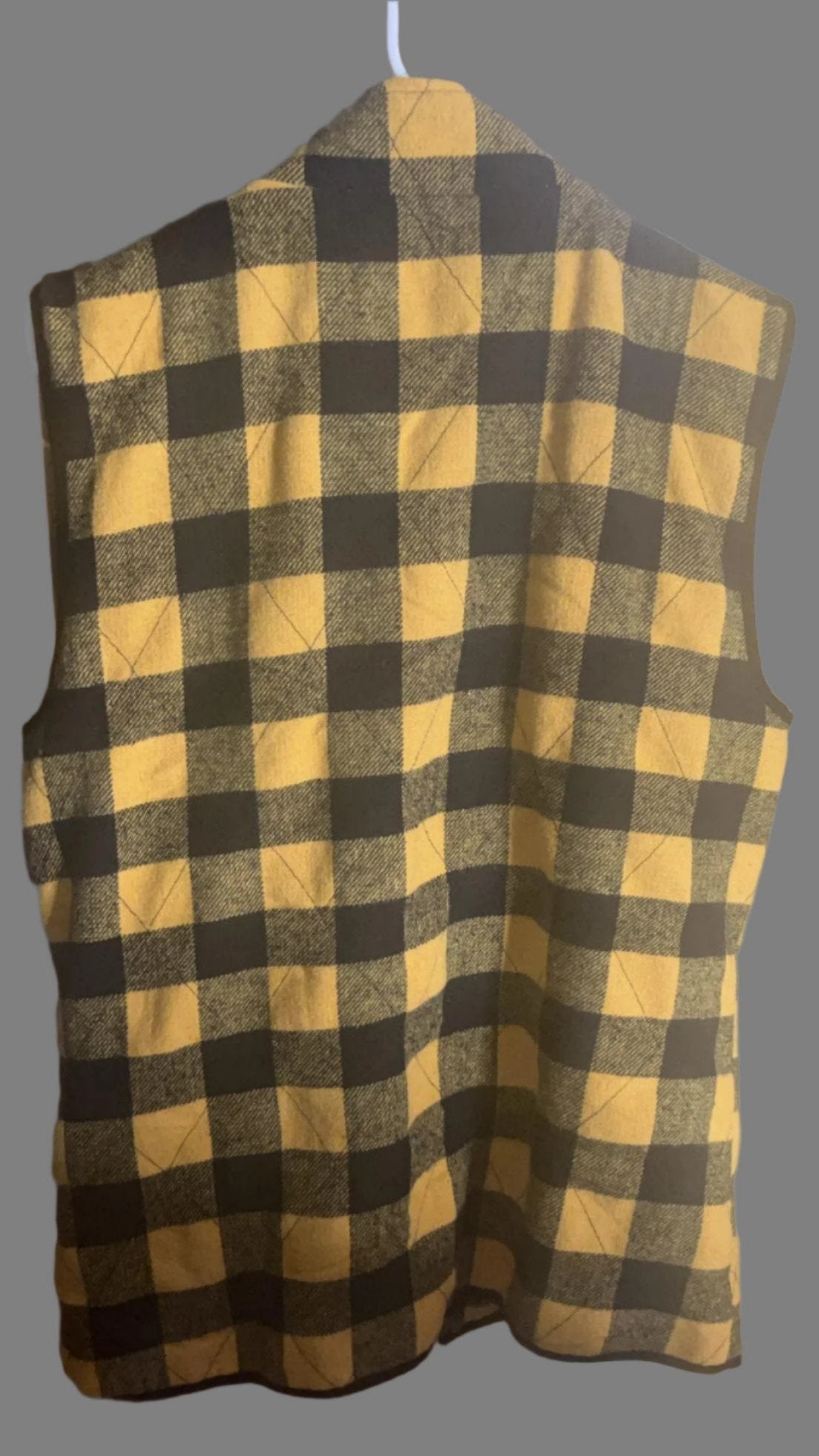 Women's Yellow & Black Plaid Zip up Vest