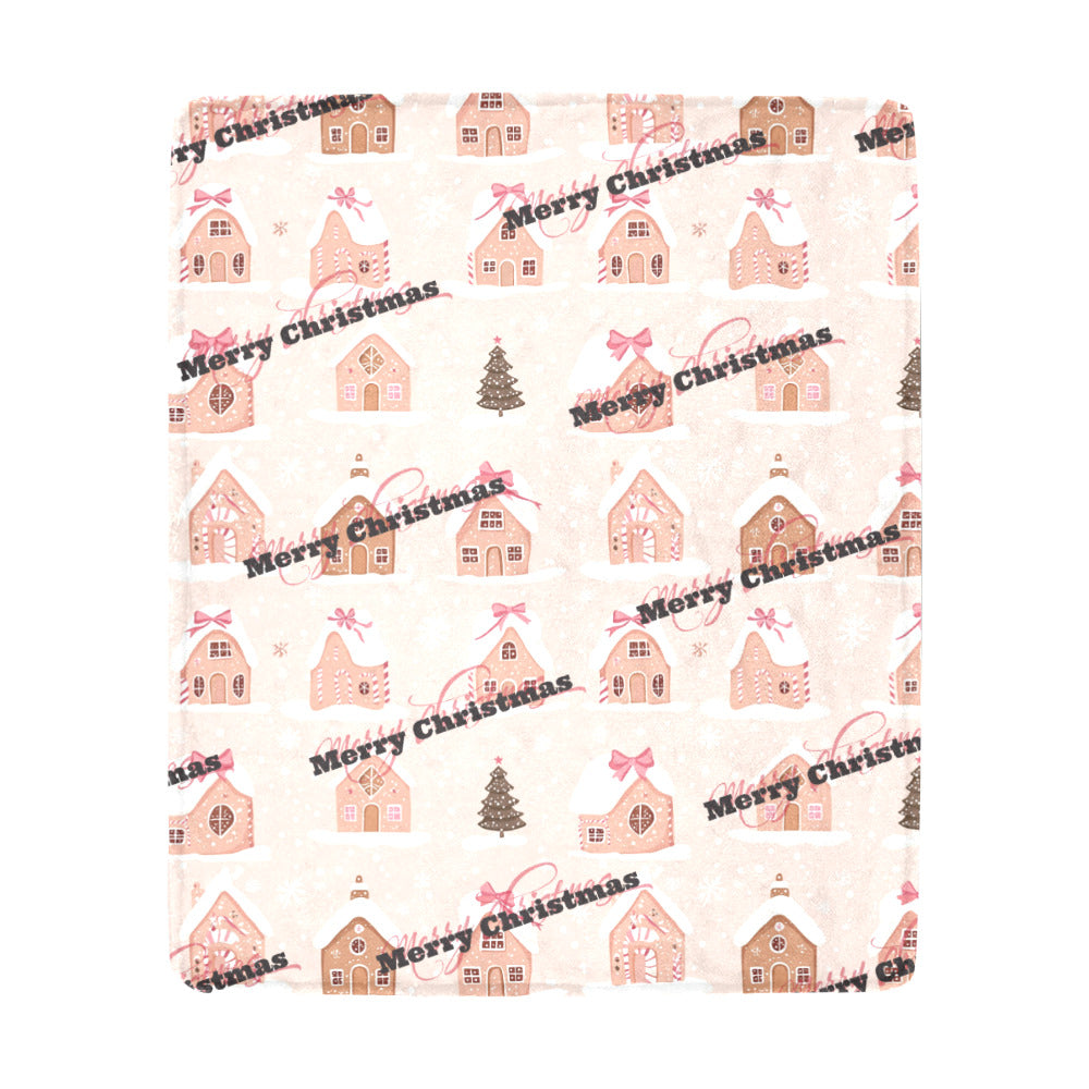 Merry Christmas Little Pink Houses Ultra-Soft Micro Fleece Blanket (Made in USA)