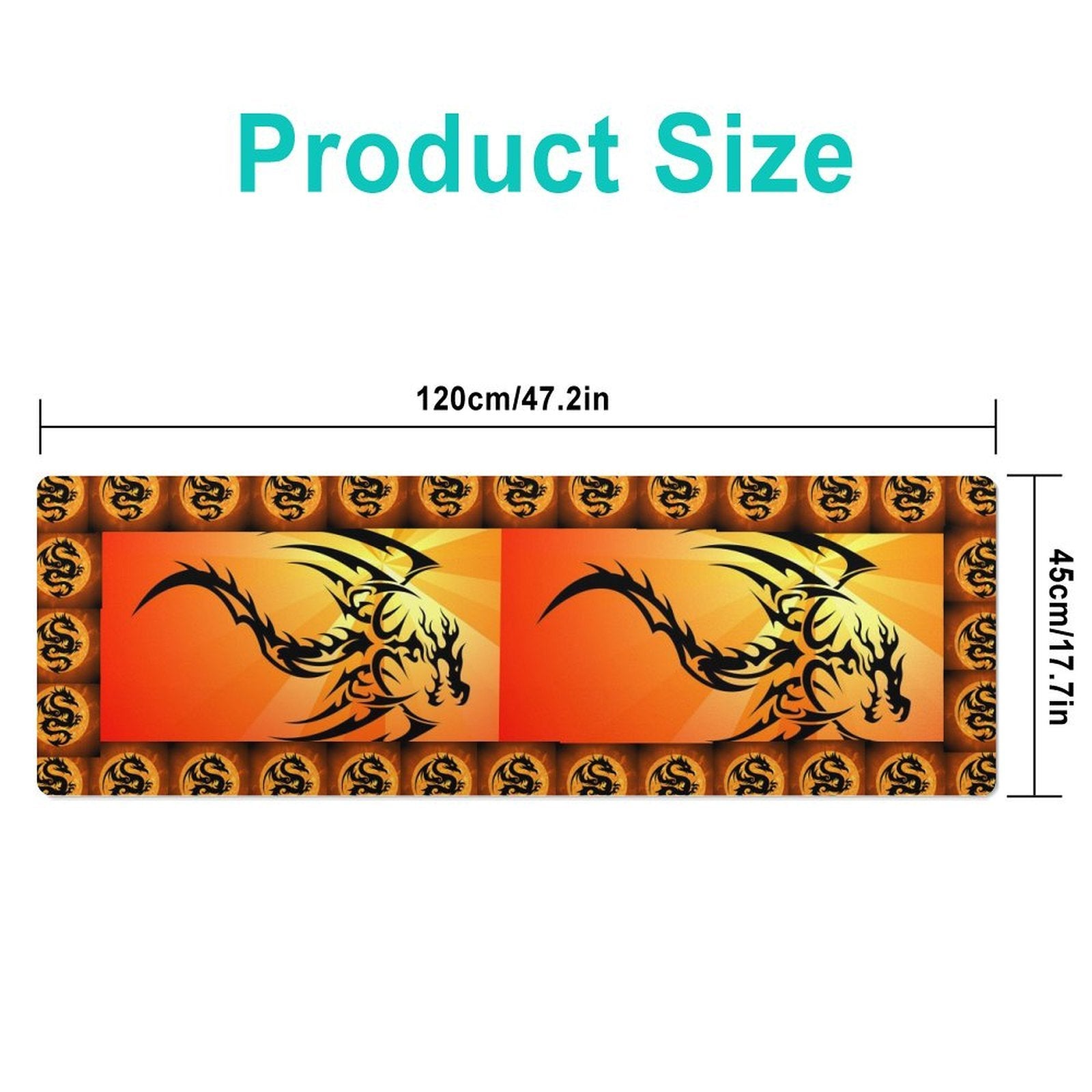 Orange Fire Dragon Custom Gaming Mousepad with Rounded Corners - 47.2