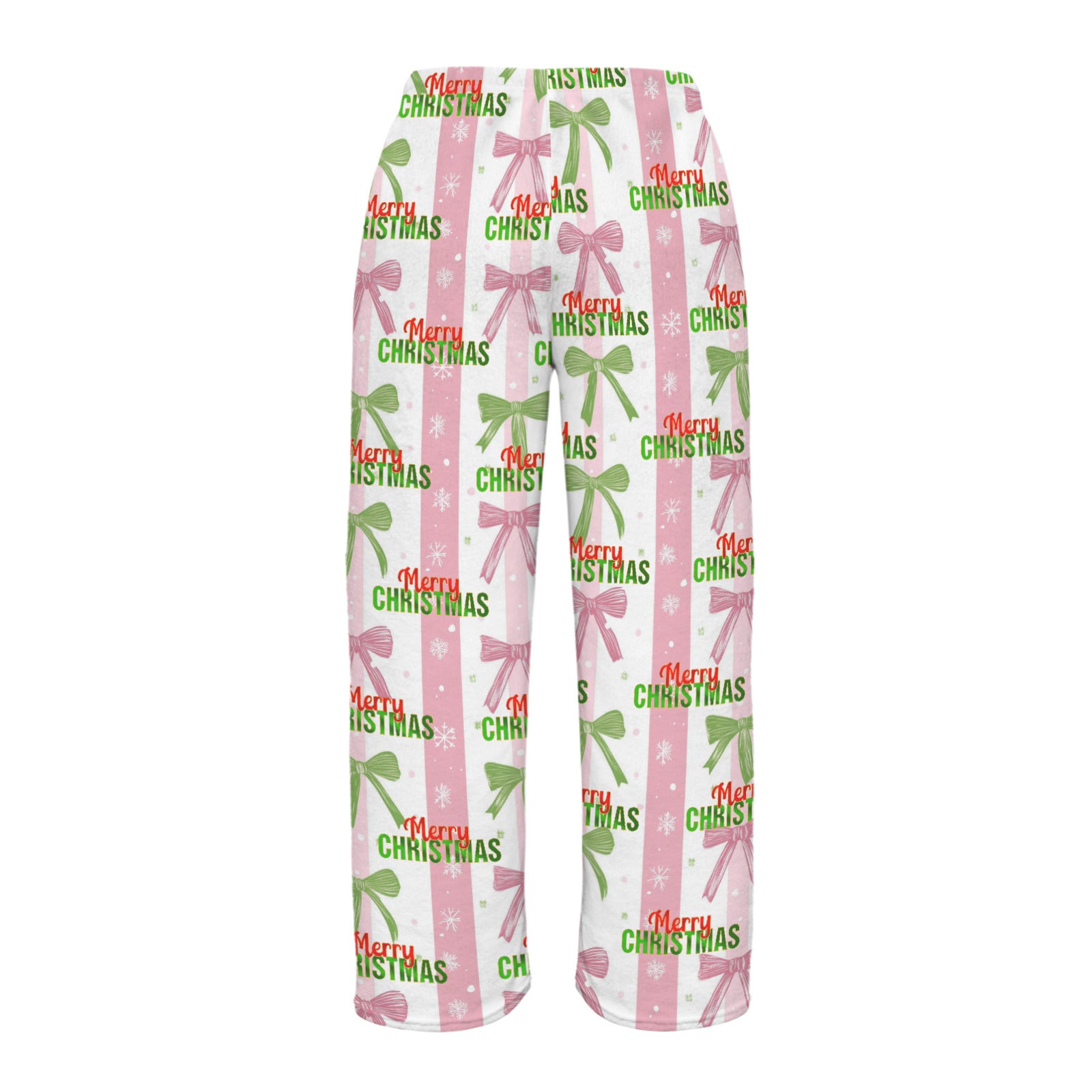 Pink Coquette Merry Christmas Flannel Pajama Pants for Women (Made in USA)