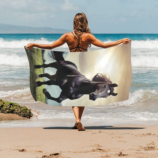 Wild Black Horse Beach Towel - 30"x 60" (Made in USA)