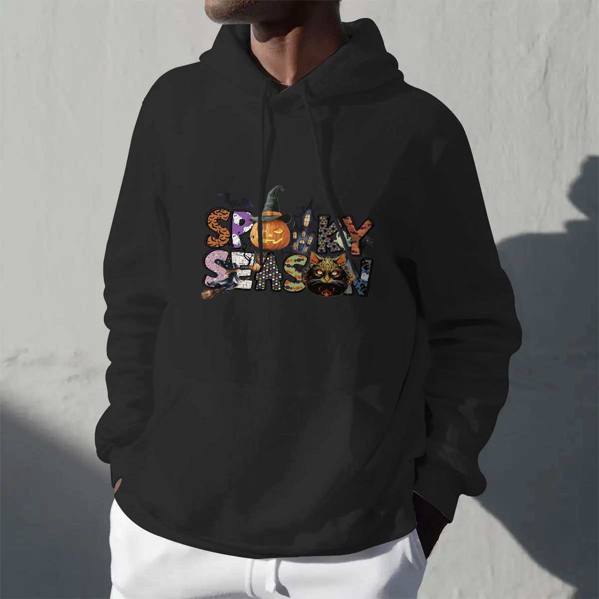 Halloween Spooky Season Unisex Fleece Hoodie with Drawstring