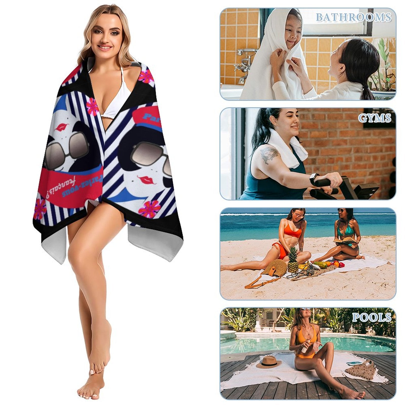 Parlez-vous Francais? French Girl Beach or Bath Towel - 61.4