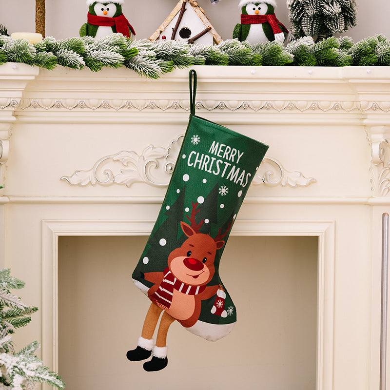 Merry Christmas Characters with Legs Hanging Stocking