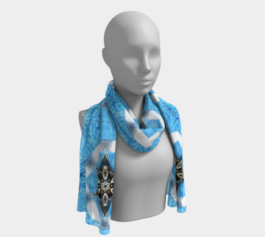 Fashionable Blue Floral Pattern Long Scarf