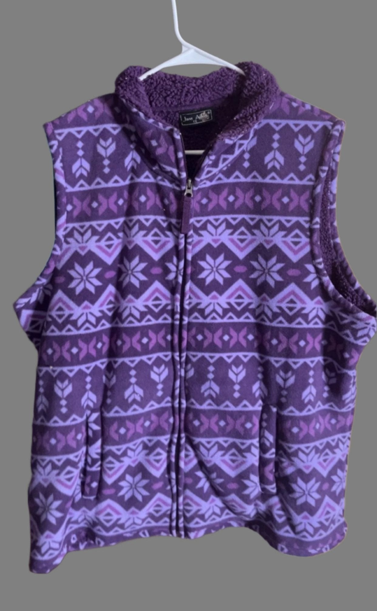 Women's Jane Ashley Furry Purple Vest with Zipper