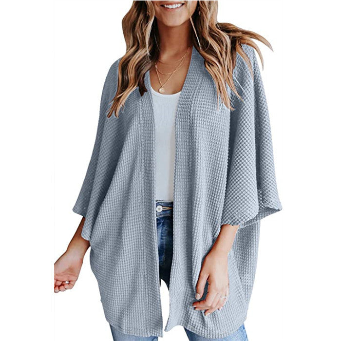 Women's Bat Sleeve Waffle Gerson Cardigan Sweater