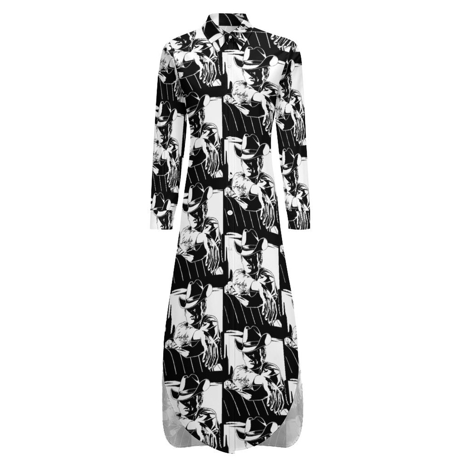 Black & White Cowboy Western Duster Dress