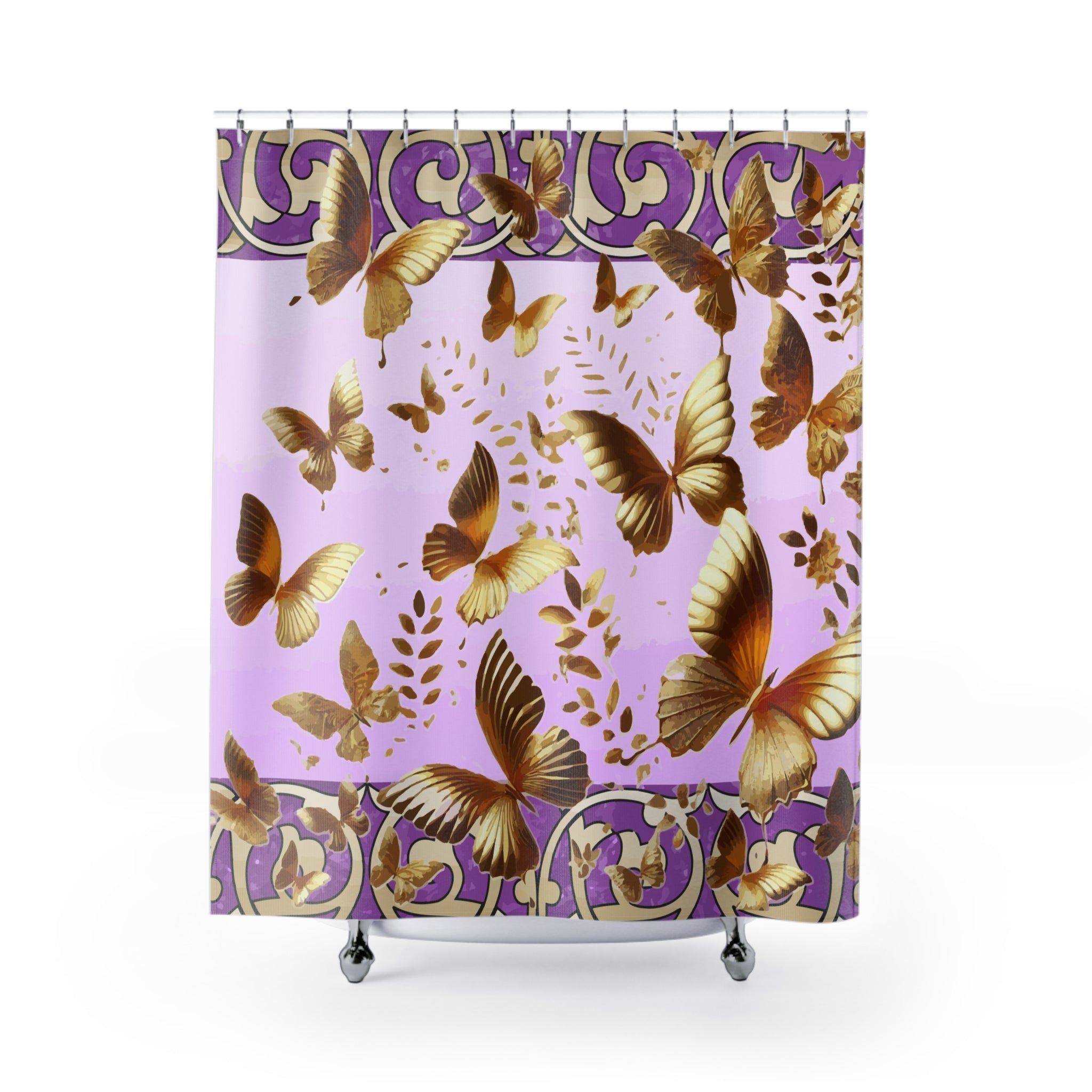 Golden Butterflies Flying Away Shower Curtain