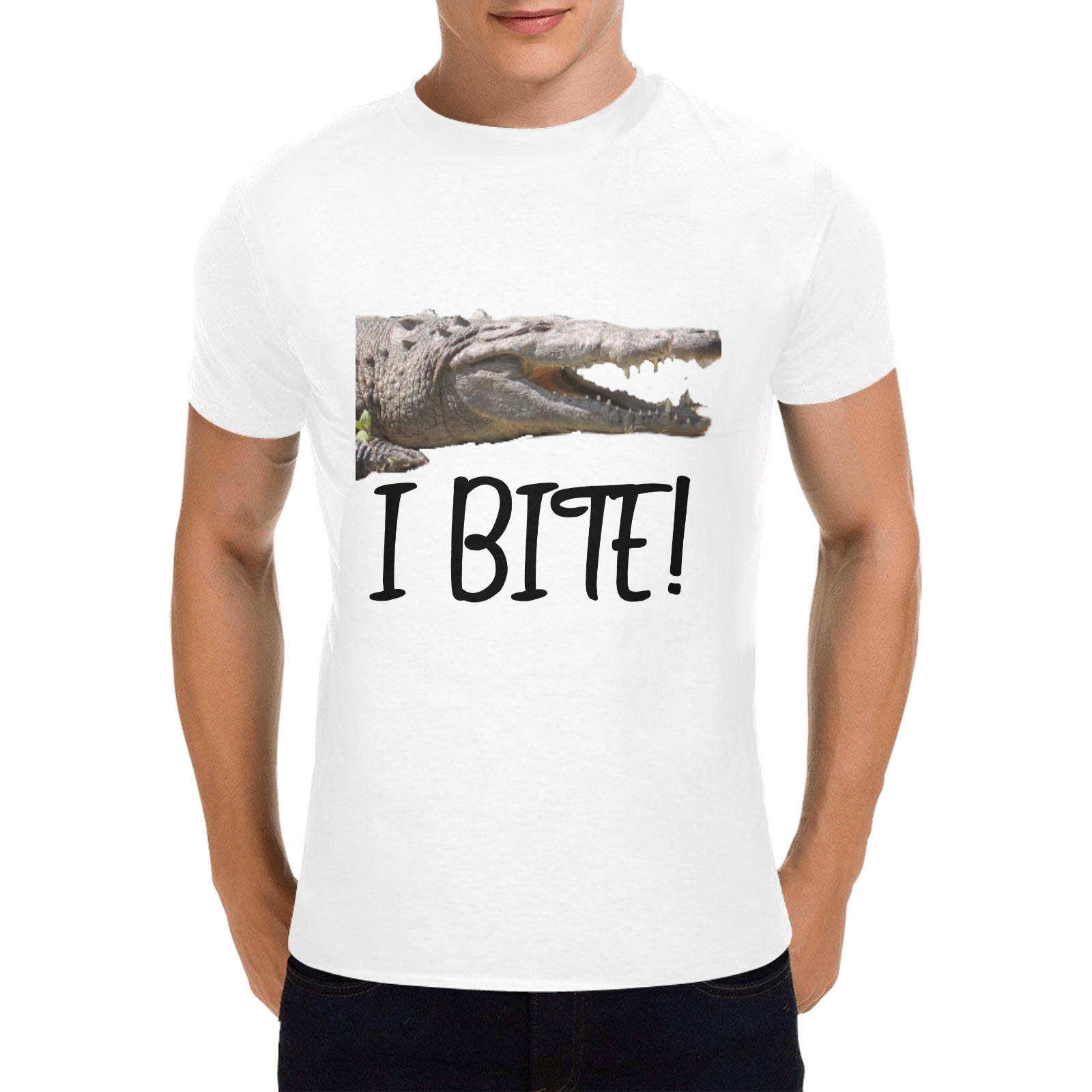 Men's Crocodile I Bite Heavy Cotton T-shirt (Made in USA）