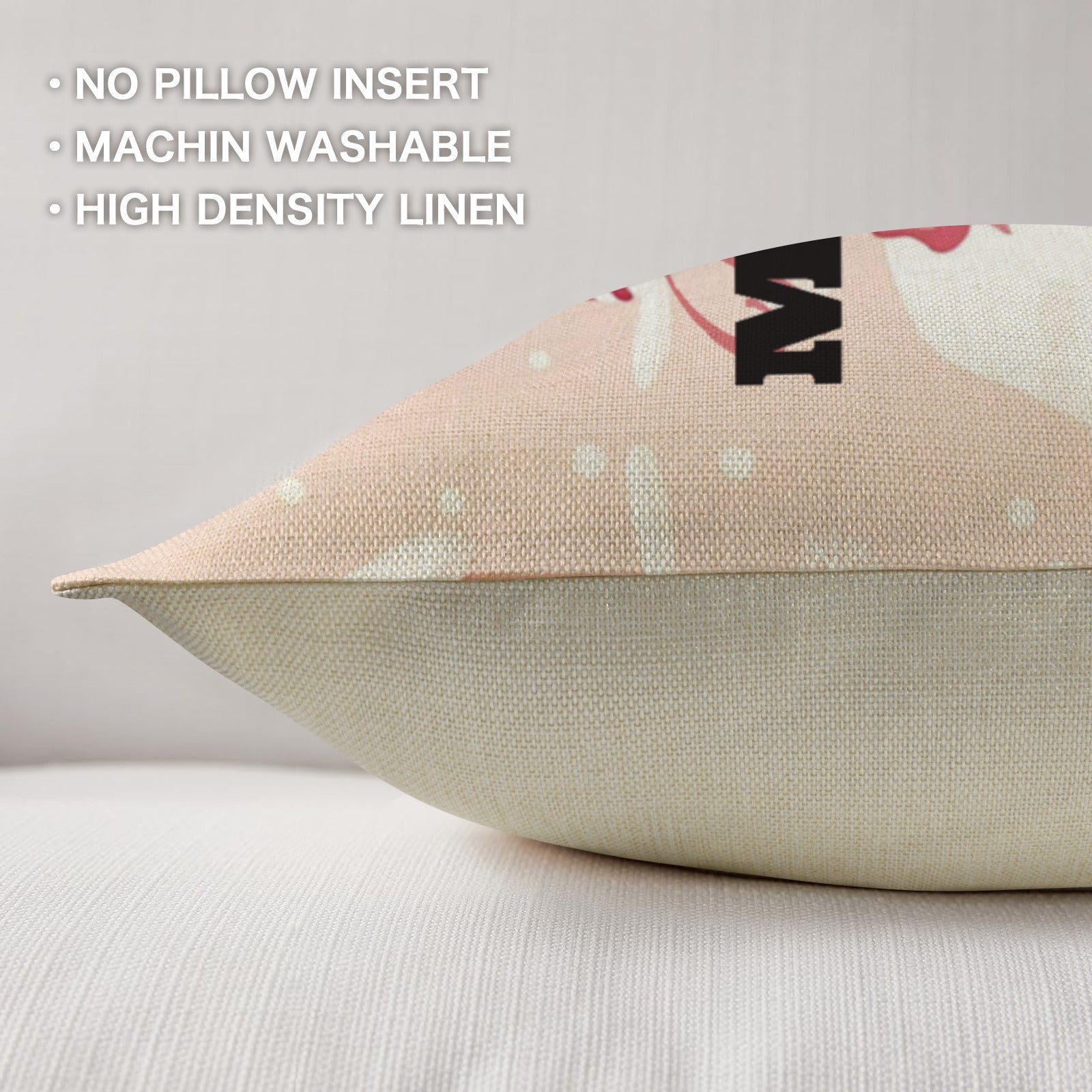 Pink Merry Christmas Pillow Cases Custom Pillow Case 18x18inch (One Side Printing)(Pack of 2)(Made in USA)