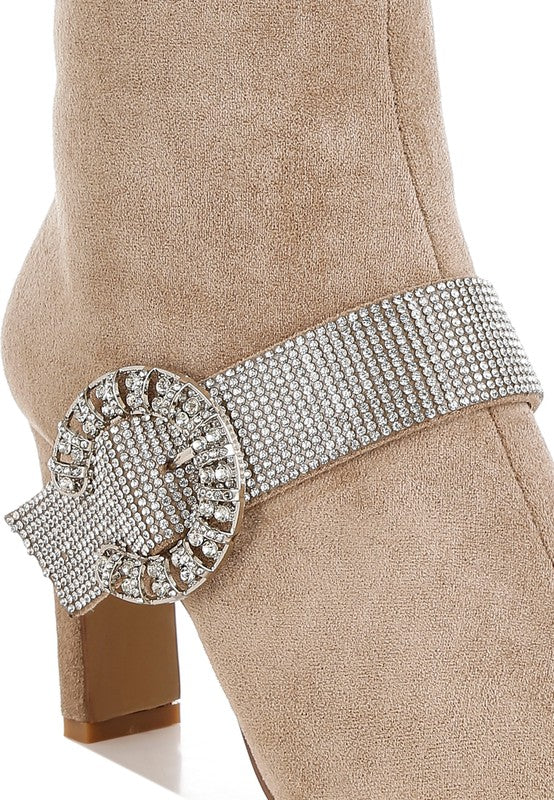 Women's Asagao Diamante & Rhinestones Strap Boots