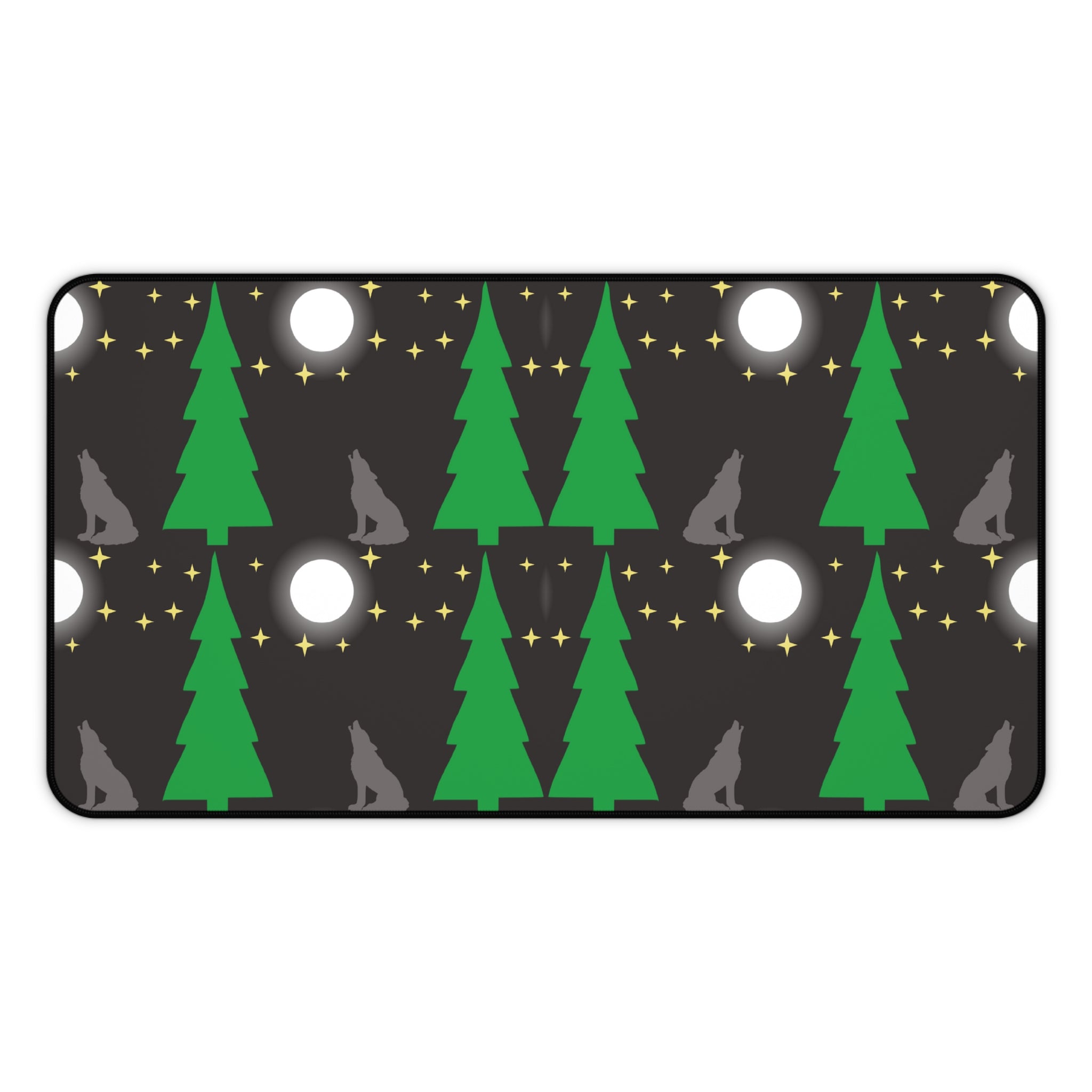 Grey Wolves Howling at the Moon Desk Mat