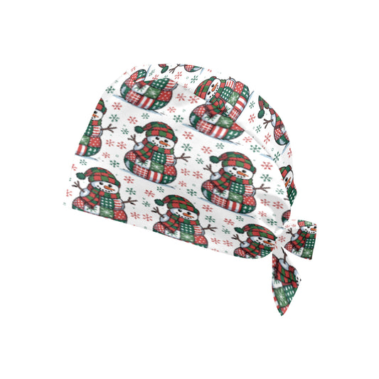 Happy Patchwork Snowman Medical Scrub Cap (Made in USA)