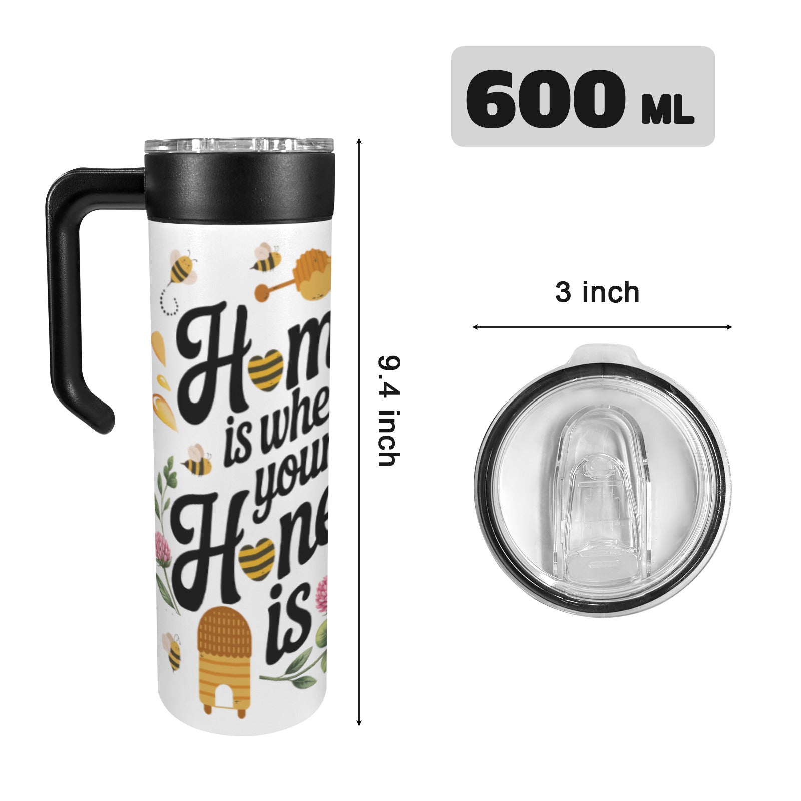 Home is Where Your Honey Is 20 oz Insulated Water Bottle with Handle | Ships from USA