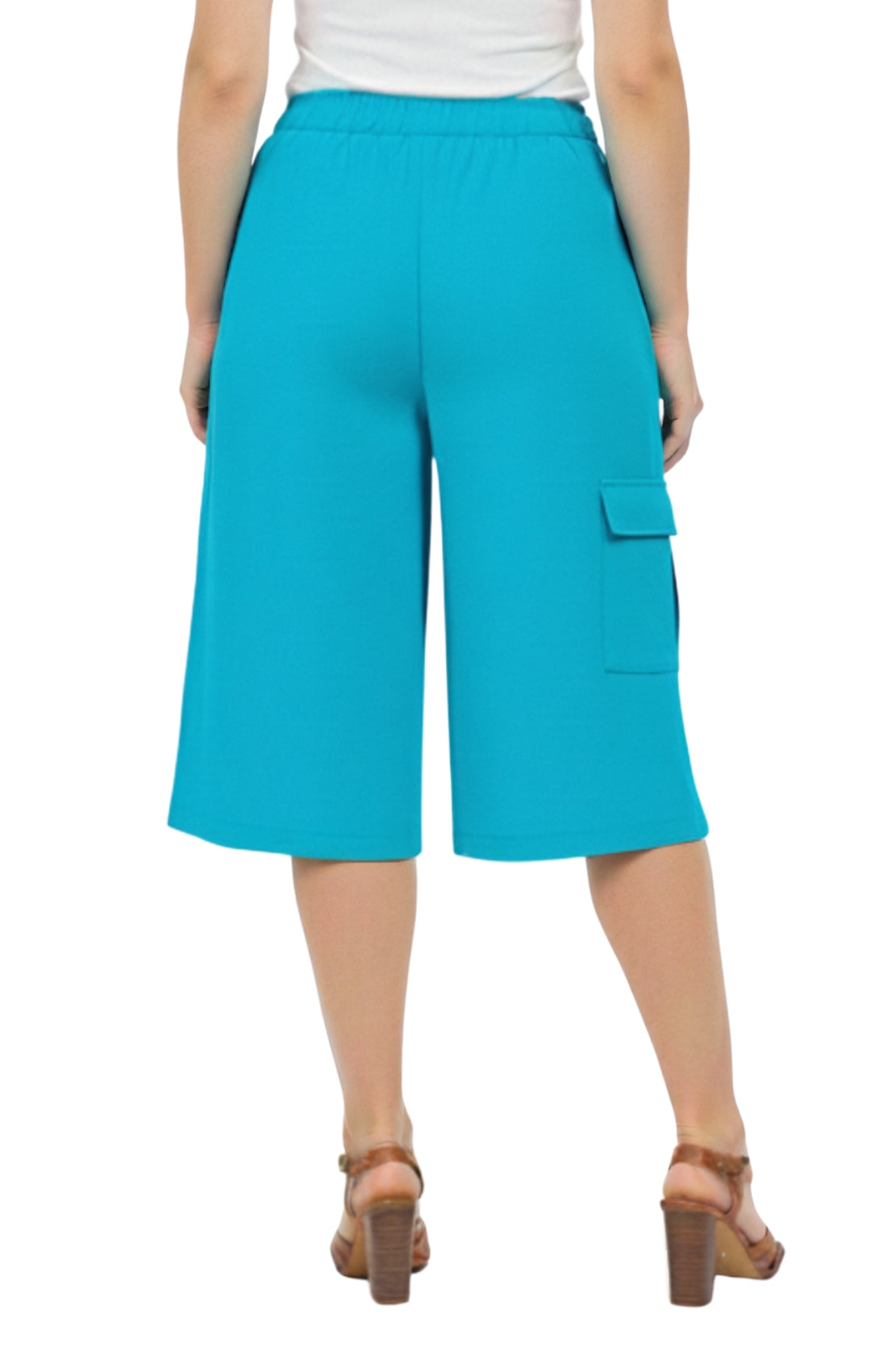 Women's 100% Calcutta Cotton Split Skirt Culottes with Cargo Pockets