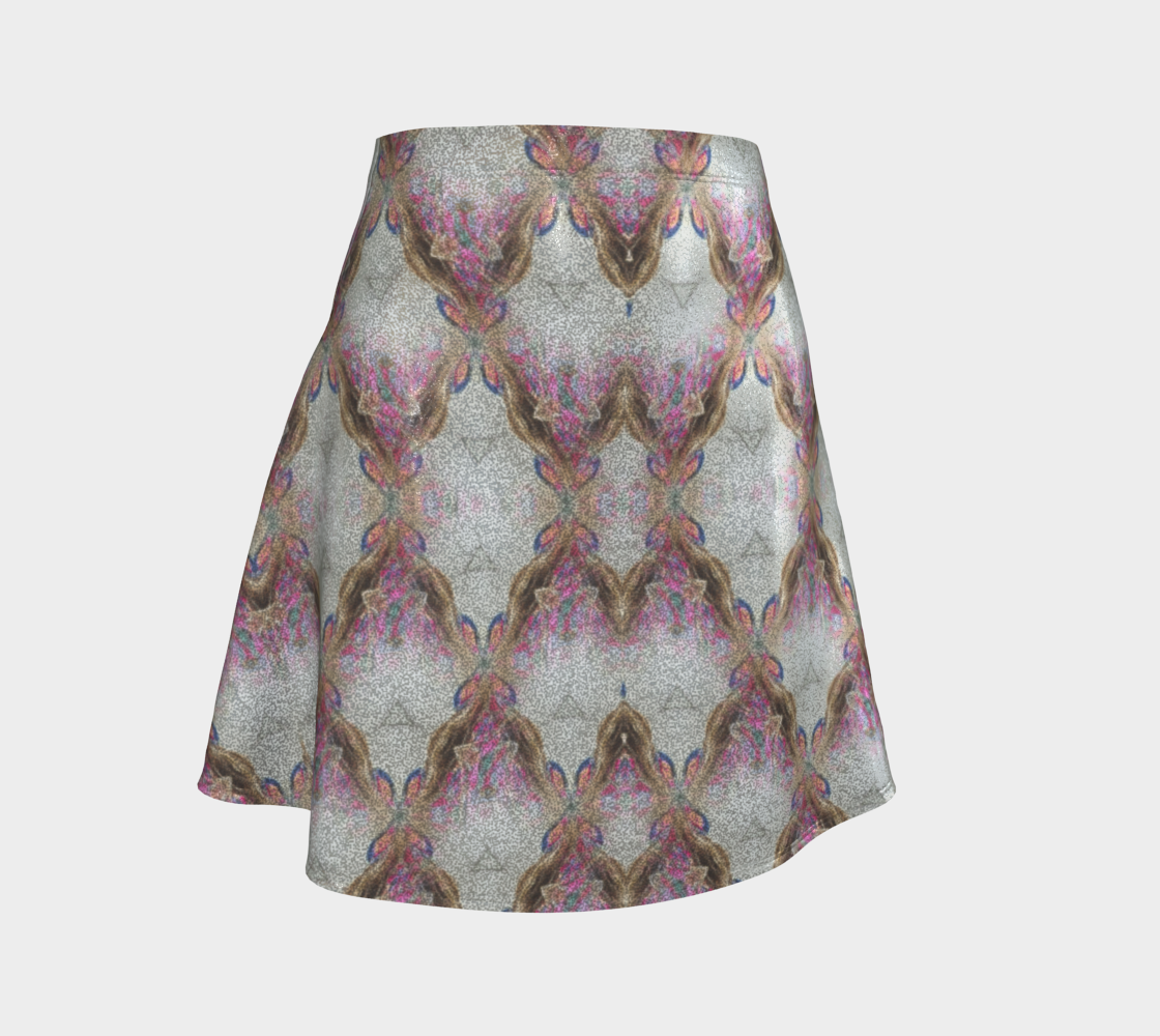 Pink Pattern Glitter Flared Skirt