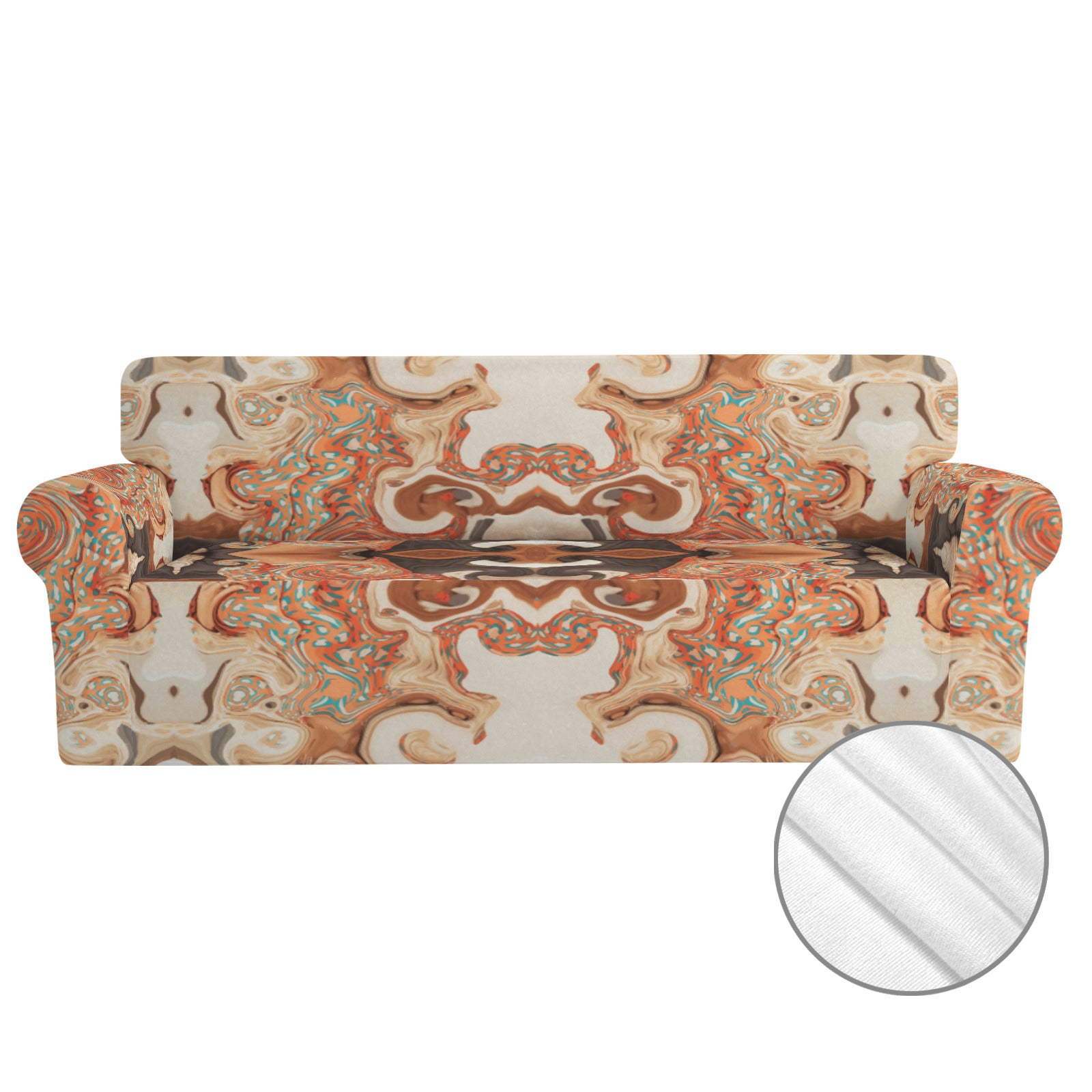Orange Brown Marble 3-Seater Sofa Cover | Ships from USA