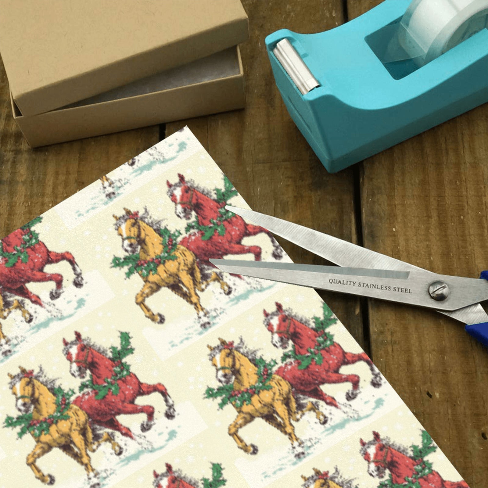 Horses at Christmas Custom Gift Wrapping Paper (Made in USA)