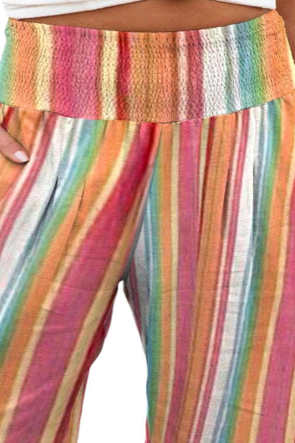 Women's Vertical Stripes Plus Size Wide Leg Pants