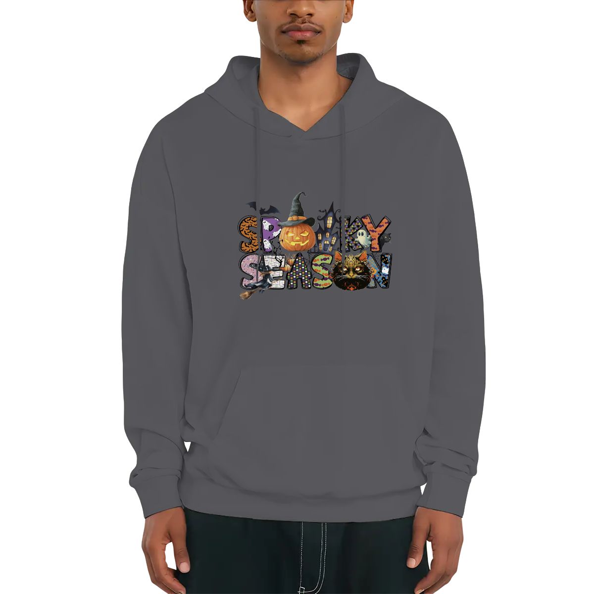 Halloween Spooky Season Unisex Fleece Hoodie with Drawstring