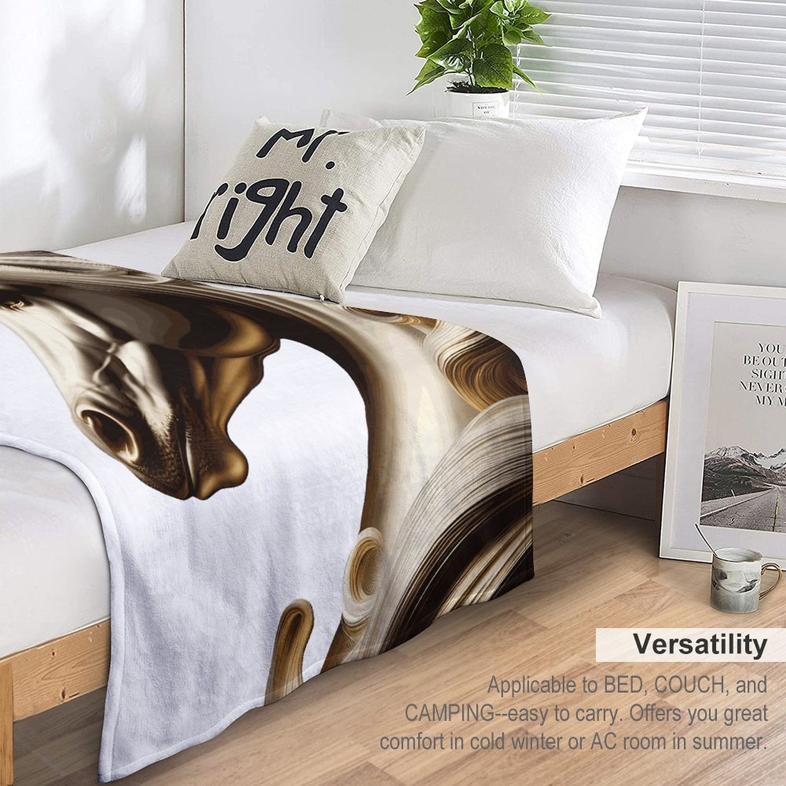 Golden Unicorn Flannel Throw Blanket for Bedroom - 30